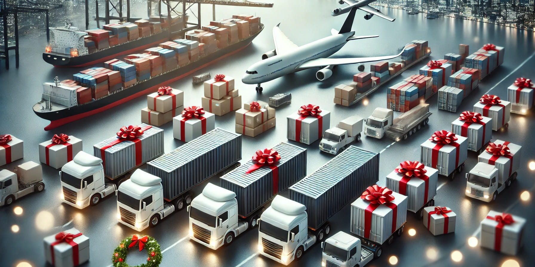 DALL·E 2024-10-03 16.25.49 – A professional, corporate-themed image showing transportation logistics for a shipping company with a focus on heavy packages. The scene includes cont