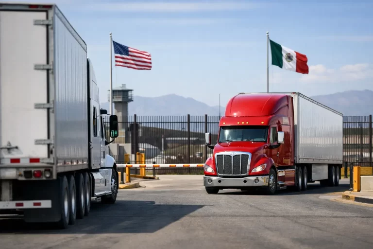 Cross border trucking logistics: freight truck crossing the US–Costa Rica border